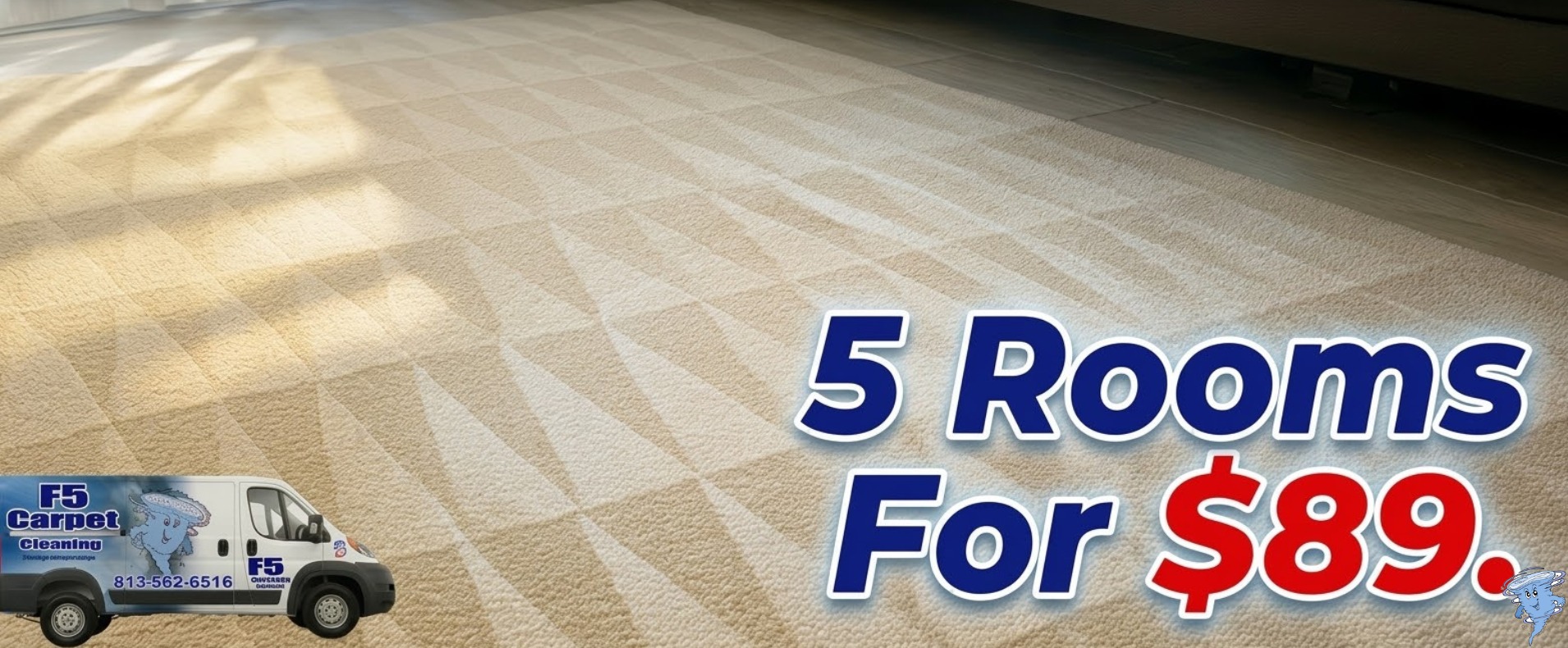 F5 Carpet Cleaning - 5 Rooms For $89